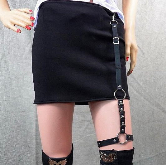 Harajuku Single Strap Clip Leather Punk Suspender Hook