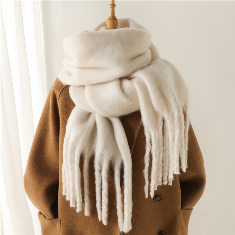 Versatile Mohair Scarf with Tassels for Harajuku Style