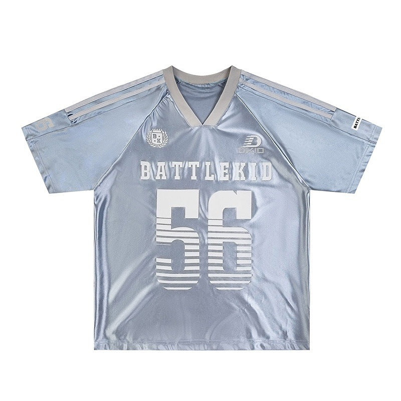 Harajuku Style V-Neck Ice Hockey Jersey T-Shirt