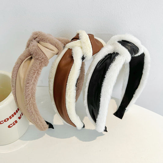 Vintage Rabbit Hair Imitation Leather Headband