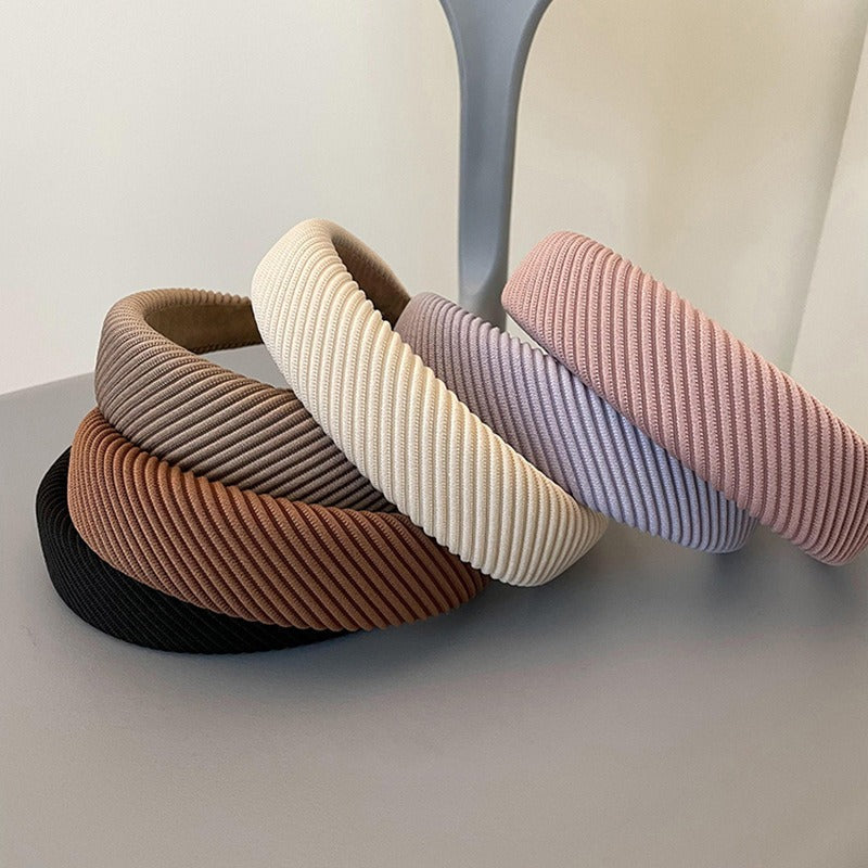 Diagonal Striped Wide-Brimmed Sponge Headband