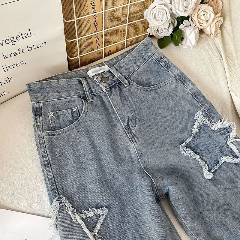 Harajuku Style High Waisted Loose Wide Leg Jeans