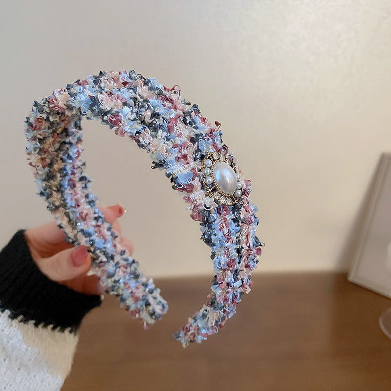 Black And White Plaid Woven Headband