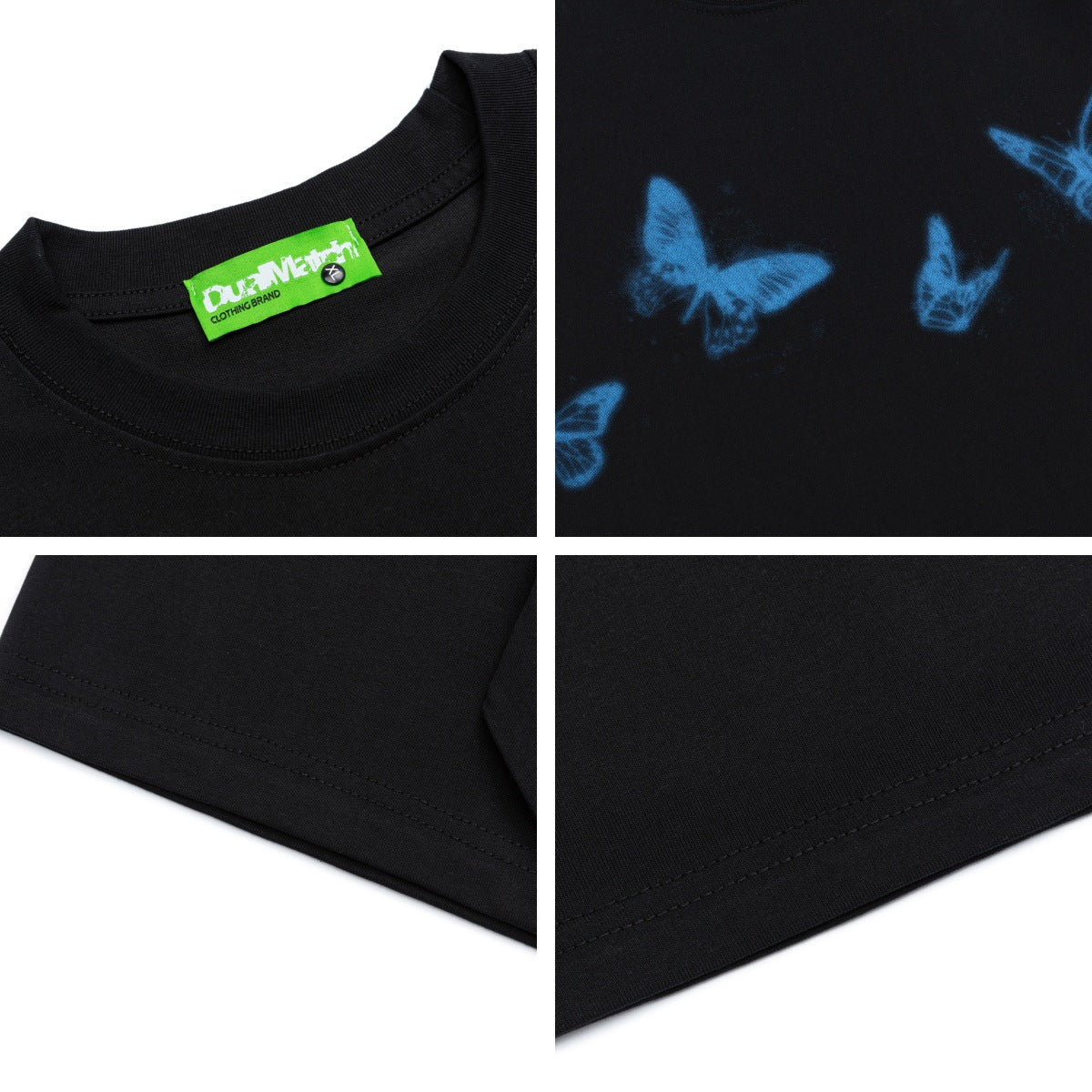 Dark Blue Butterfly Print Short Sleeve T-Shirt