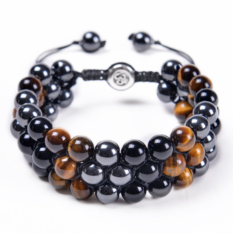 Adjustable 8MM Tiger Eye Woven Bracelet for Men