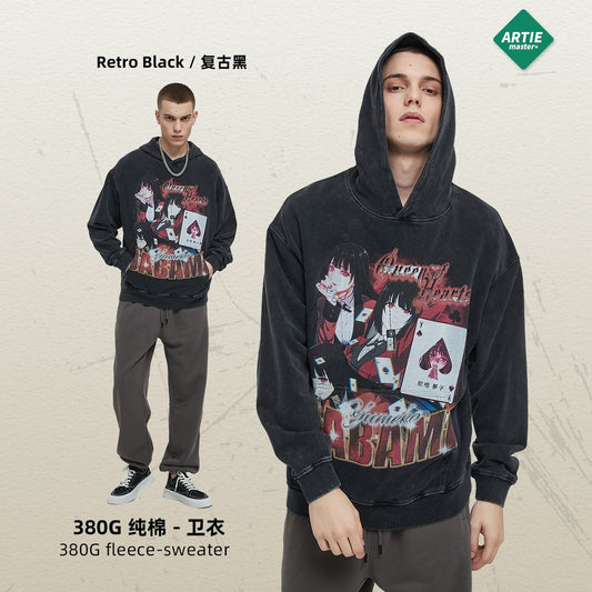 Vintage Washed Heavyweight 380G Harajuku Style Hoodie