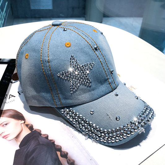 Harajuku Style Cowboy Baseball Hat with Rhinestones