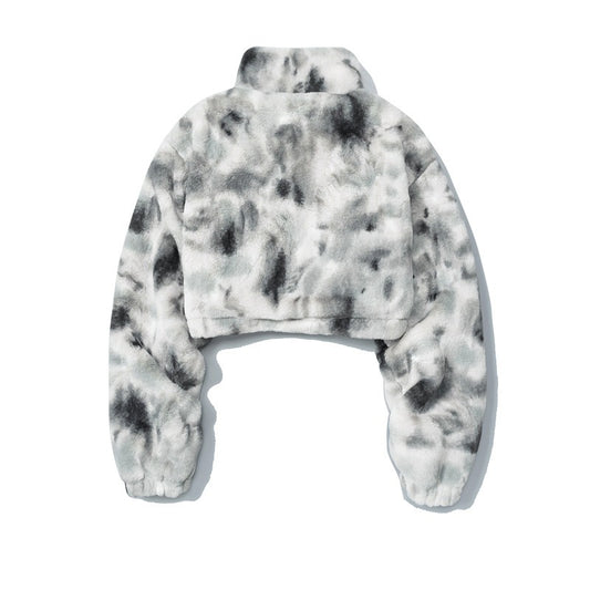 Harajuku Style Furry Tie-Dyed Rabbit Plush Jacket