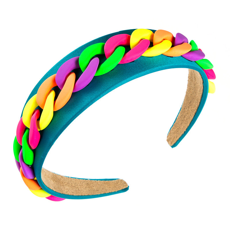 Pastoral Style Wide-Brimmed Color Chain Headband