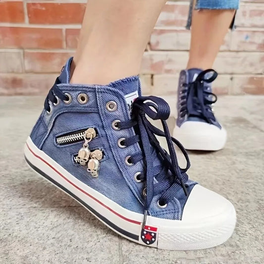 Harajuku High Top Lace-Up Denim Shoes