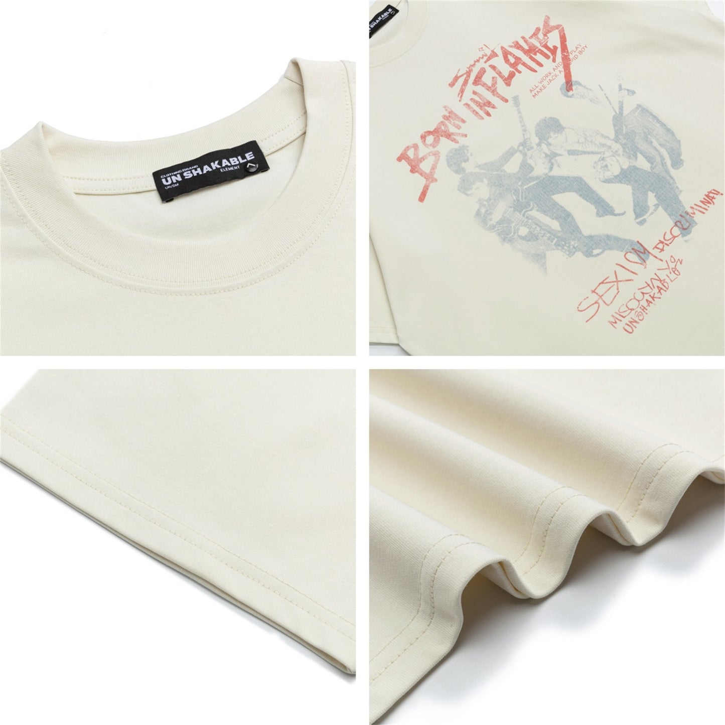 Harajuku Style Rock Band Letter Print Oversized T-Shirt