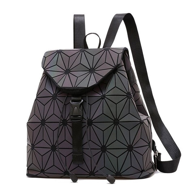 Luminous Geometric Plaid Sequin Backpack for Women