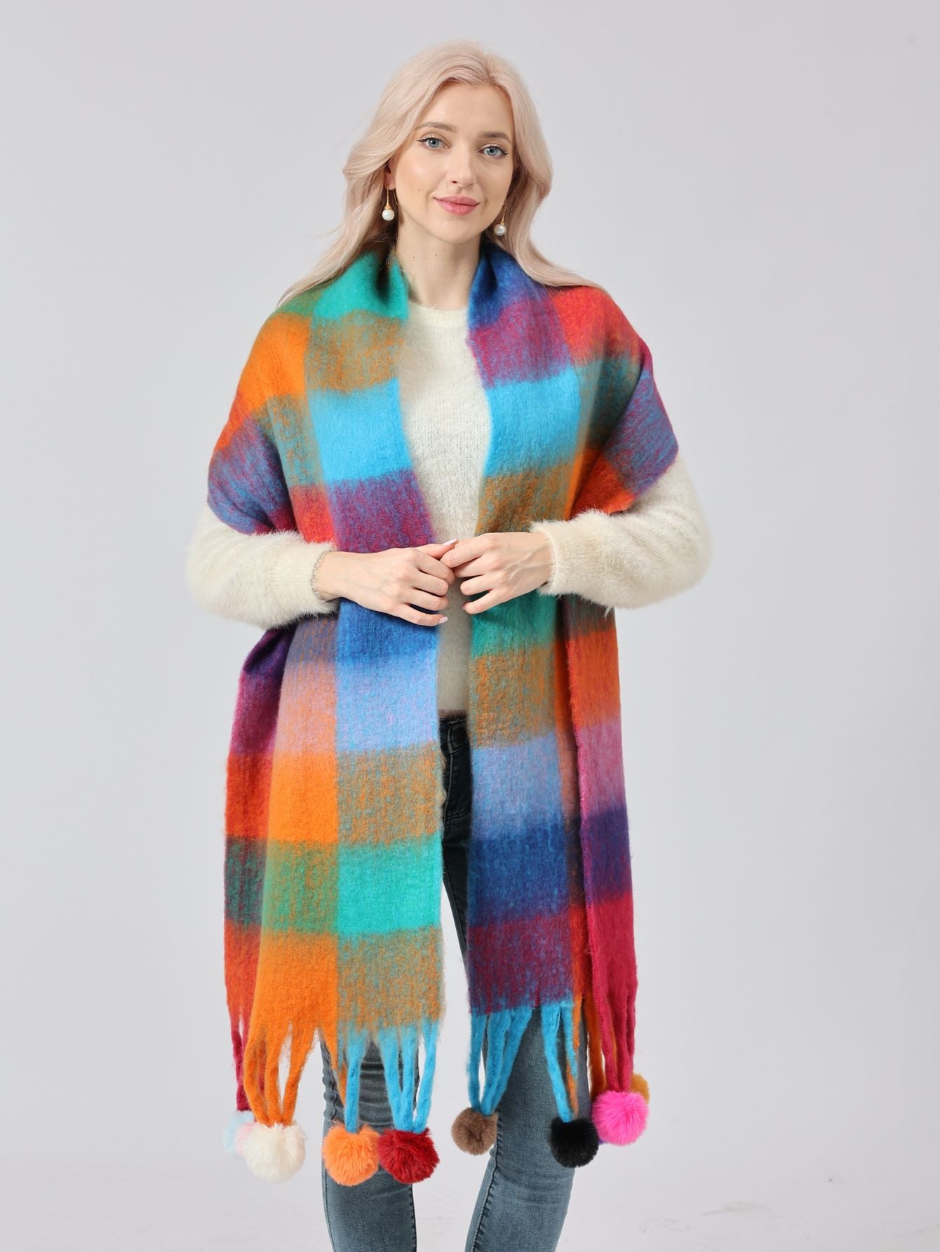 Harajuku Winter Plaid Cloak - Cozy & Stylish Poncho