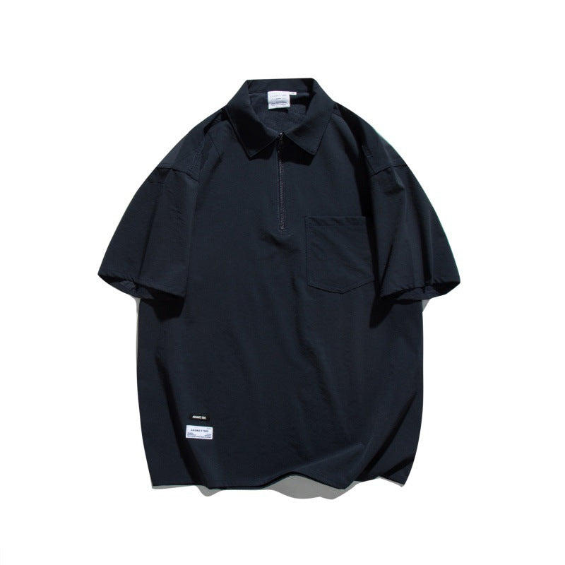 Harajuku Style Half Zip Collar Polo Shirt