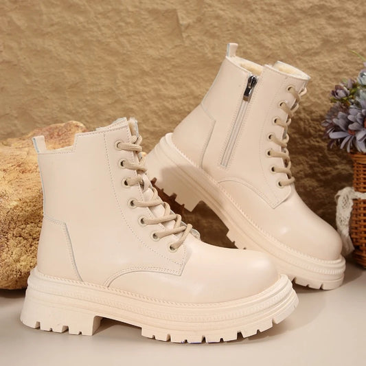 Harajuku Style Women's Thick-Soled Combat Ankle Boots