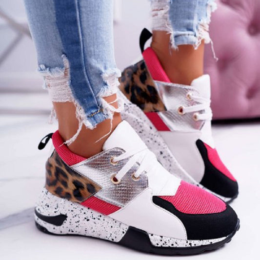 Women's Plus Size Platform Mixed-Color Sneakers