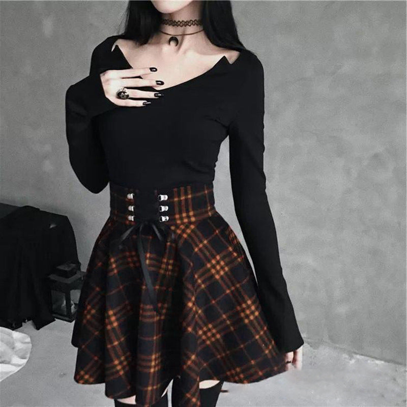 Plaid Print A-Line Pleated Skirt - Harajuku Style