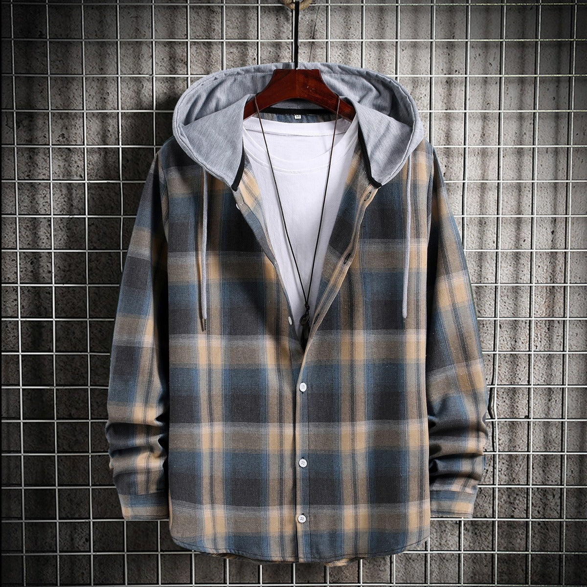 Men's Trendy Korean Plaid Long Sleeve Shirt