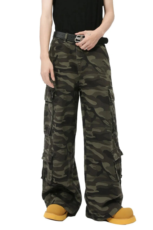 Playful Camouflage Cargo Jeans for Harajuku Style