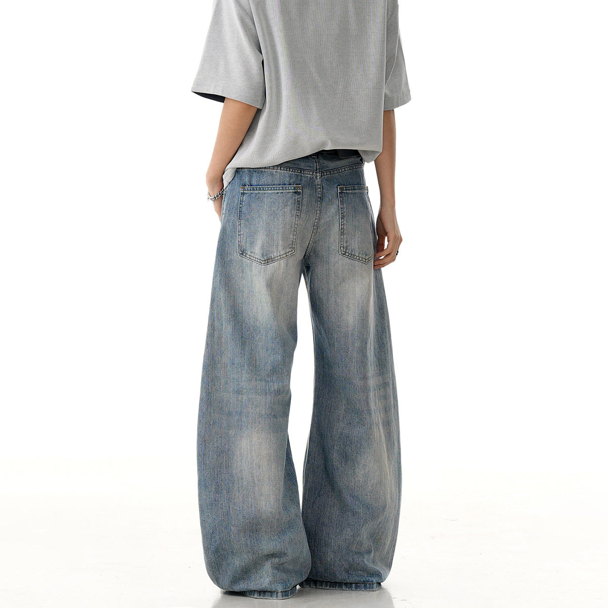 Vintage Ripped Denim Straight Leg Knife Pants