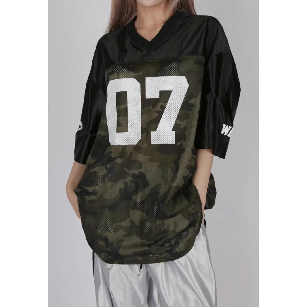 Retro V-Neck Camouflage T-Shirt