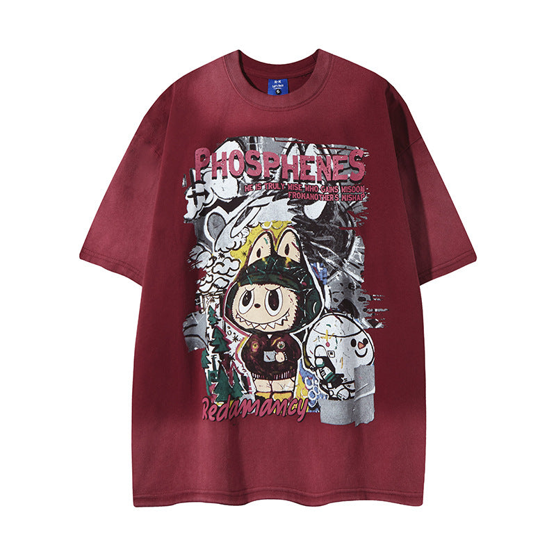 Harajuku Style Cartoon Print Short Sleeve T-Shirt