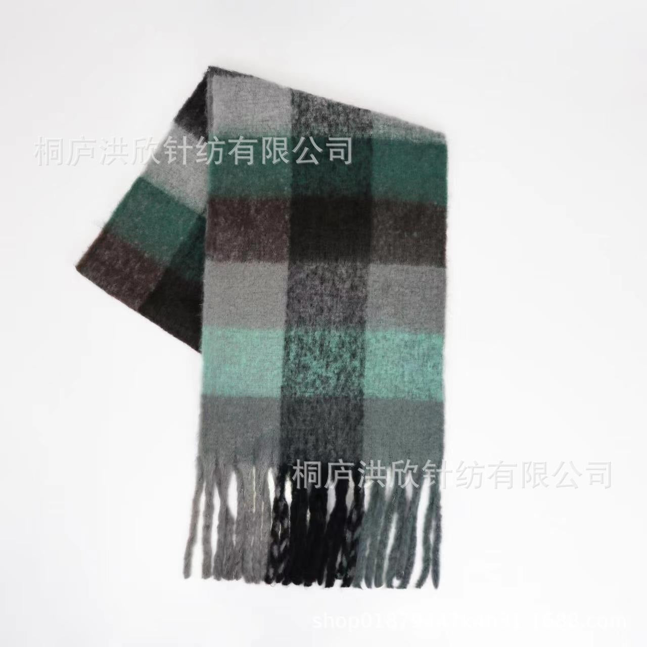Rainbow Plaid Tassel Scarf for Autumn & Winter
