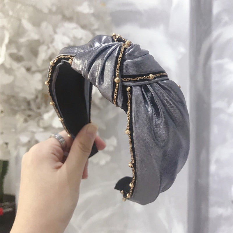 Beaded Knotted Wide-Brimmed Headband