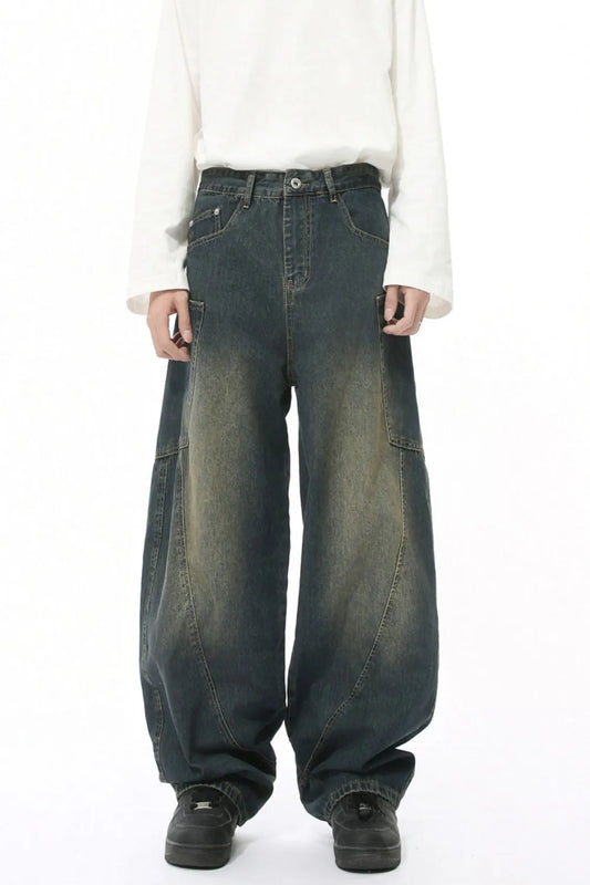 Harajuku Style Mid Rise Waist Jeans with Pockets