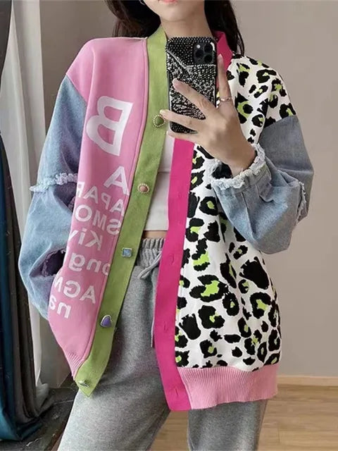 Temperament Leopard Jacquard Cardigan
