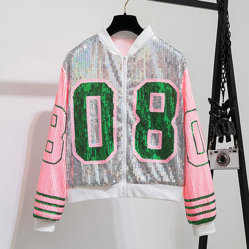 Harajuku Style Sequin Patchwork Jacket for Women