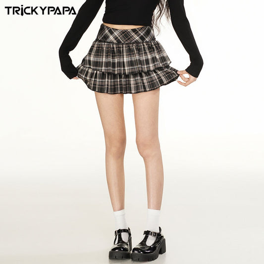 Women's Playful Plaid A-Line Skirt - Harajuku Inspired