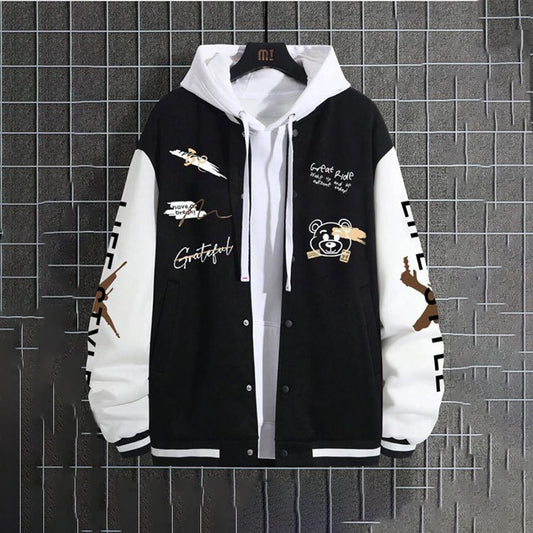 Men's Harajuku Style Baseball Jacket - Trendy Casual Wear