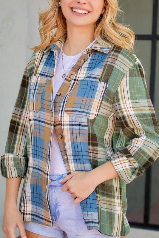 Harajuku Plaid Button Up Long Sleeve Shirt