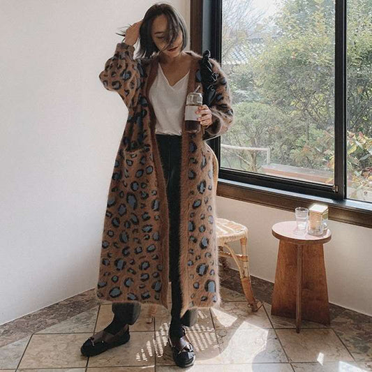 Playful Leopard-Print V Neck Cardigan for Women