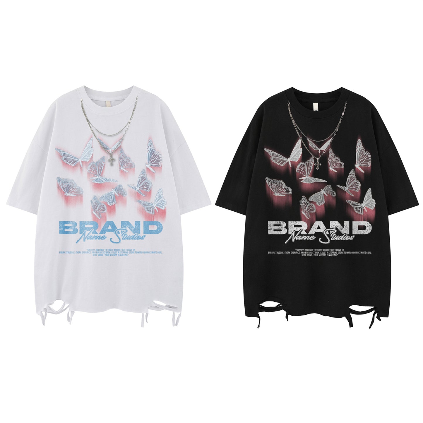 Harajuku Style Vintage Butterfly Print Cotton T-Shirt