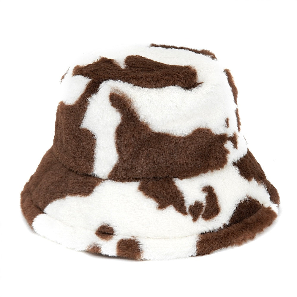 Camouflage Faux Fur Bucket Hat - Warm & Stylish Fisherman Hat