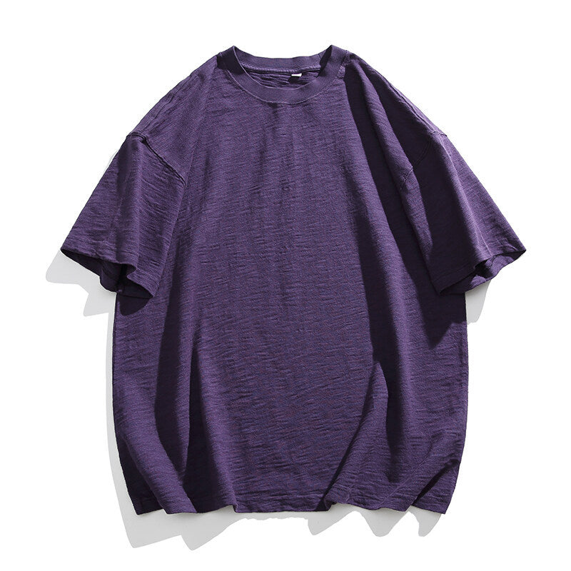 Harajuku Style Wash Bamboo Cotton Round Neck T-Shirt