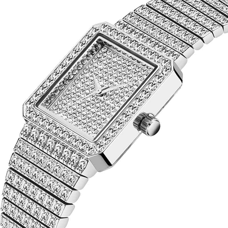 Luxury Gold Square Diamond Watch for Women