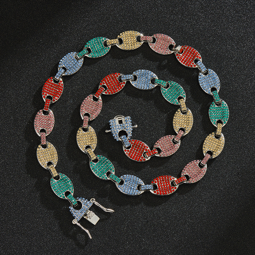 12mm Pig Nose Coffee Bean Color Necklace - Harajuku Style