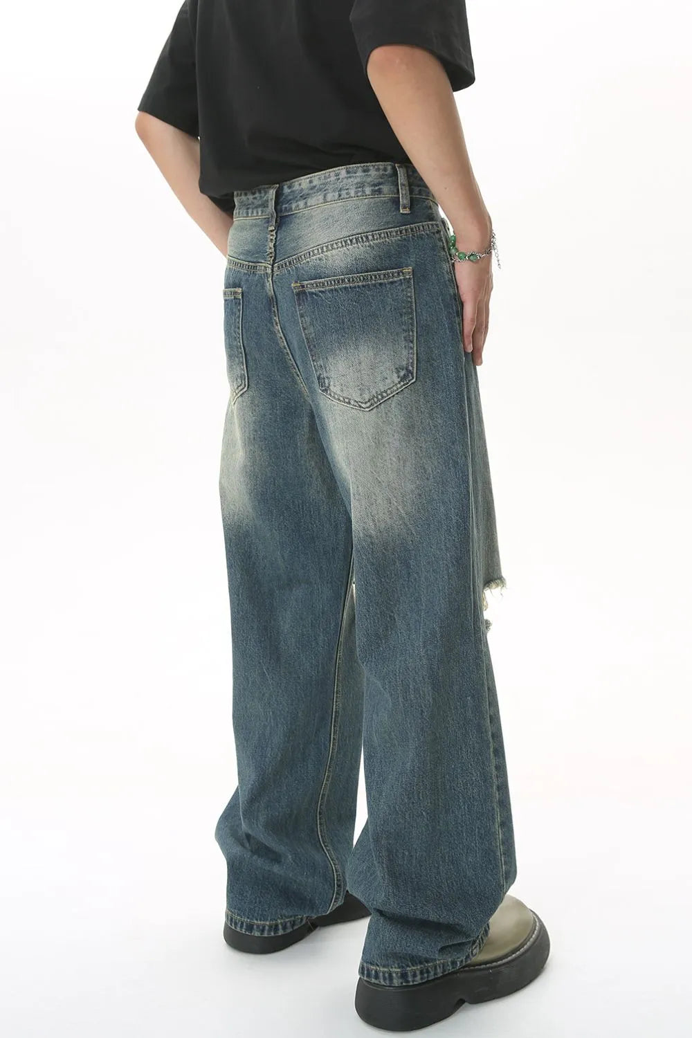Distressed Wide Leg Jeans - Harajuku Style