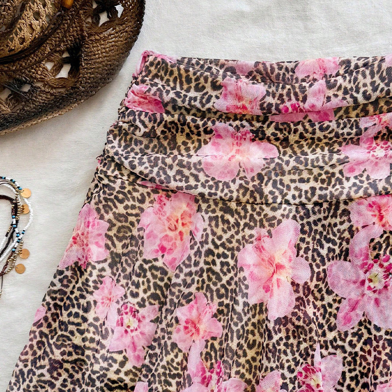 Playful Leopard Print A-Line Skirt for Women