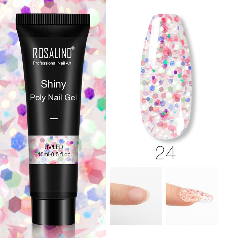 Glitter Poly Nail Gel Extension - 15ml Nail Polish for Manicure