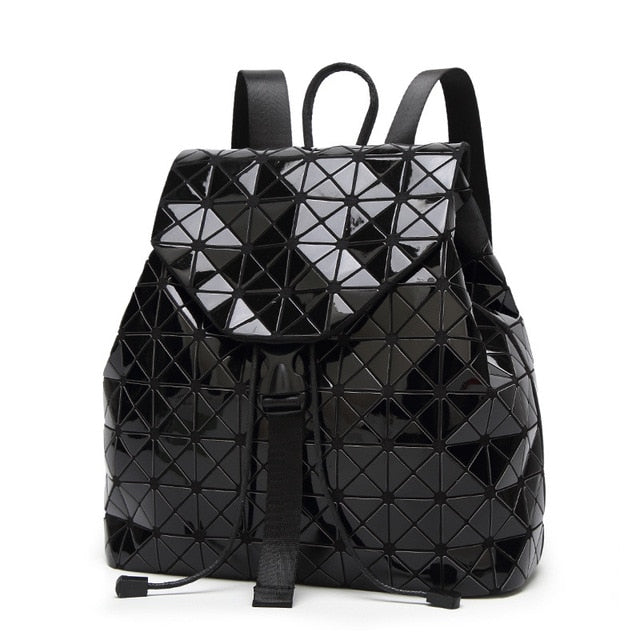 Luminous Geometric Plaid Sequin Backpack for Women