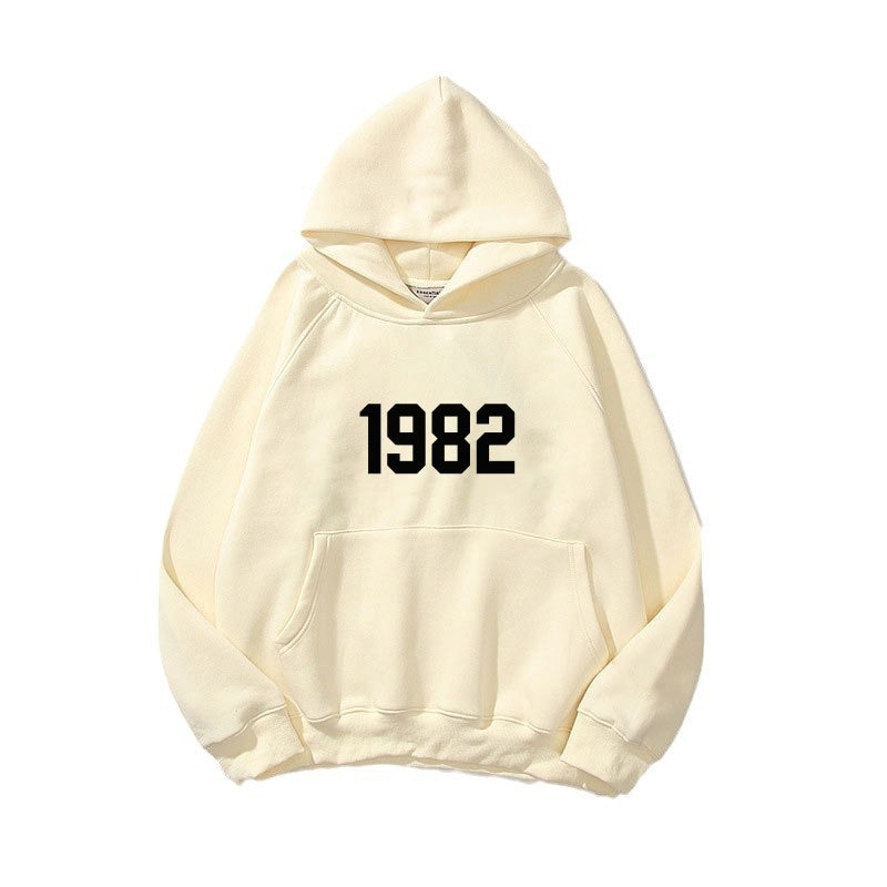 Trendy Harajuku Double Layer Hoodie with 1982 Print