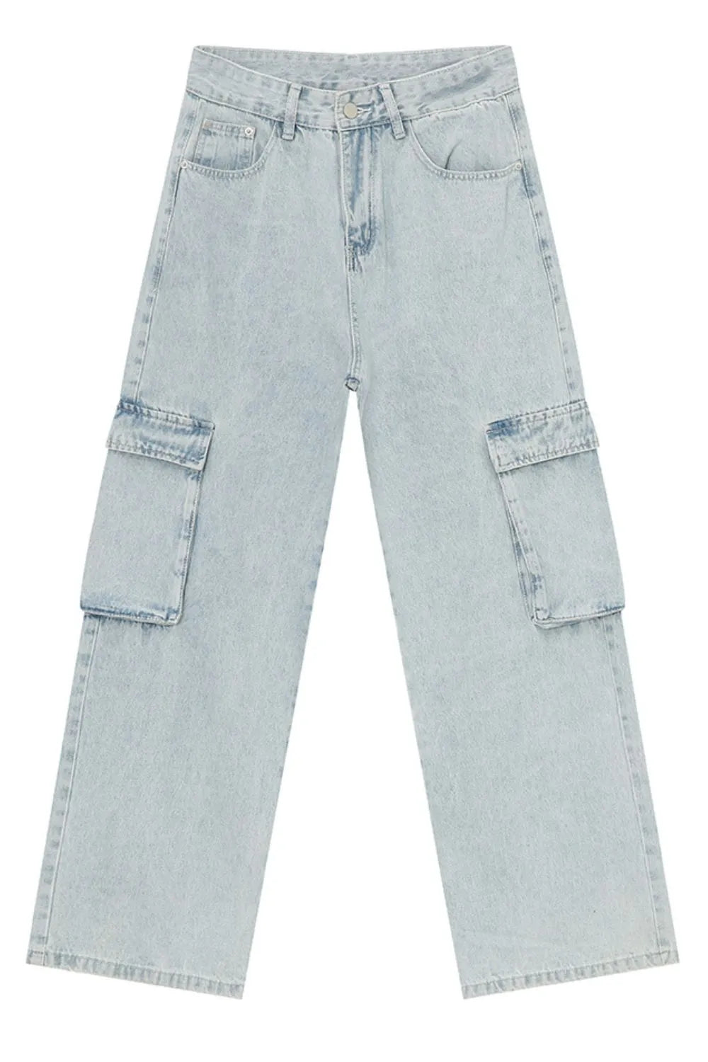 Men's Harajuku Style Washed Straight Cargo Jeans