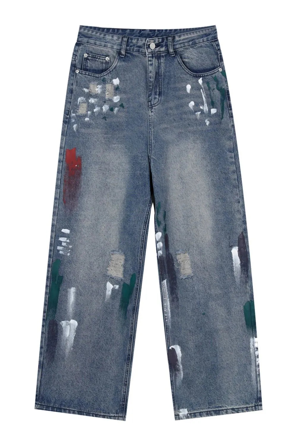 Playful Distressed Wide-Leg Jeans