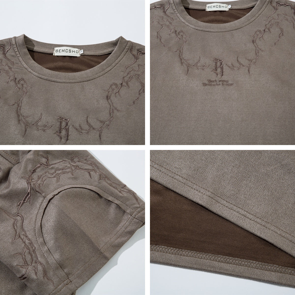 Harajuku Style Embroidered Short Sleeved T-Shirt