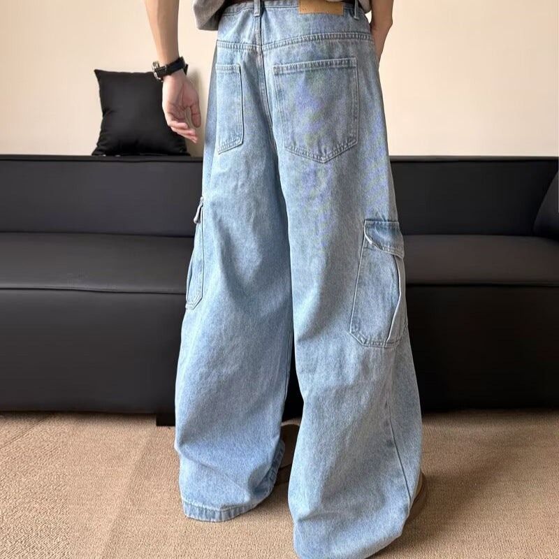 Large Pocket Workwear Denim Casual Pants