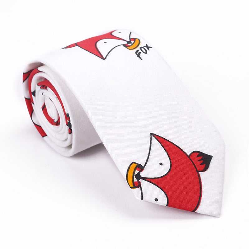 Printed Cartoon Cotton Neck Unisex Animal Pattern Tie